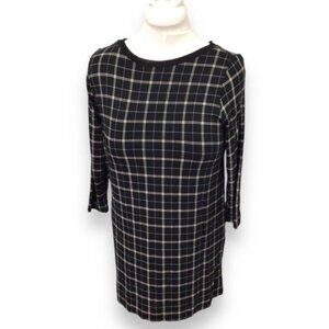 J. Jill Wearever Women’s 3/4 Sleeve Soft Plaid Knit Tunic, Black, size S